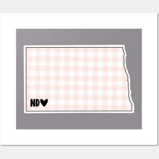 USA States: North Dakota (pink plaid) Posters and Art